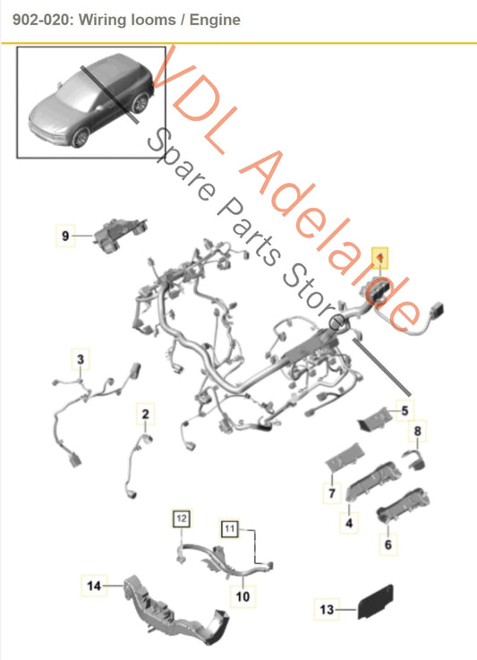 06M971595BT PAB97159510 Porsche Cayenne S E3 2.9 DCA DCAB Engine Wiring Harness Cable Loom 06M971595BT