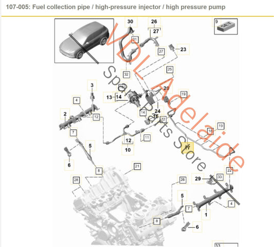 06M127507AB 9A712750730 Porsche Cayenne E3 2.9 V6 High Pressure Fuel Supply Line Pipe 06M127507AB 9A712750730