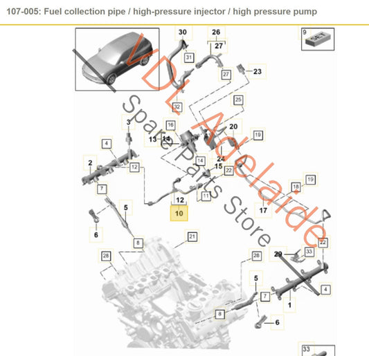 9A712750720 Porsche Cayenne E3 2.9 V6 Fuel Pump Steel Pipe Hose 9A712750720 06M127507AC