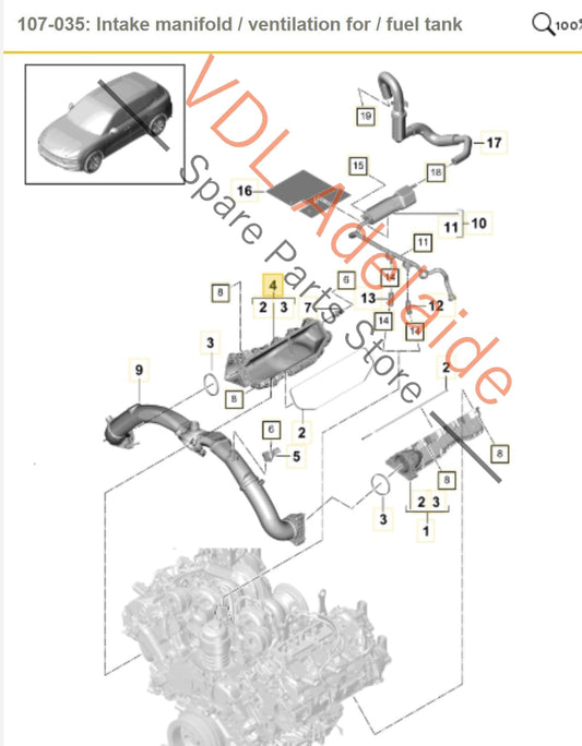 PAB133268 06M133268P 06M133268AD Porsche Cayenne E3 324kw 2.9L Right Side Inlet Manifold PAB133268 06M133268P 06M133268AD