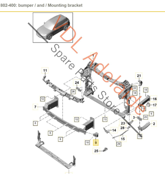 9Y0807711B 9Y0807711C Porsche Cayenne E3 Left Side Support Bracket for Radiator Carrier Panel 9Y0807711C 9Y0807711B