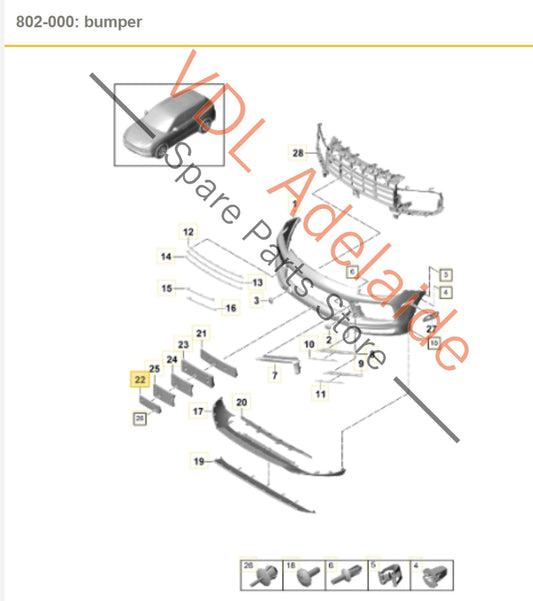 9Y0807287D 9Y0807287DOK1  Porsche Cayenne E3 9Y Front Bumper Licence Plate Holder Trim 9Y0807287D OK1