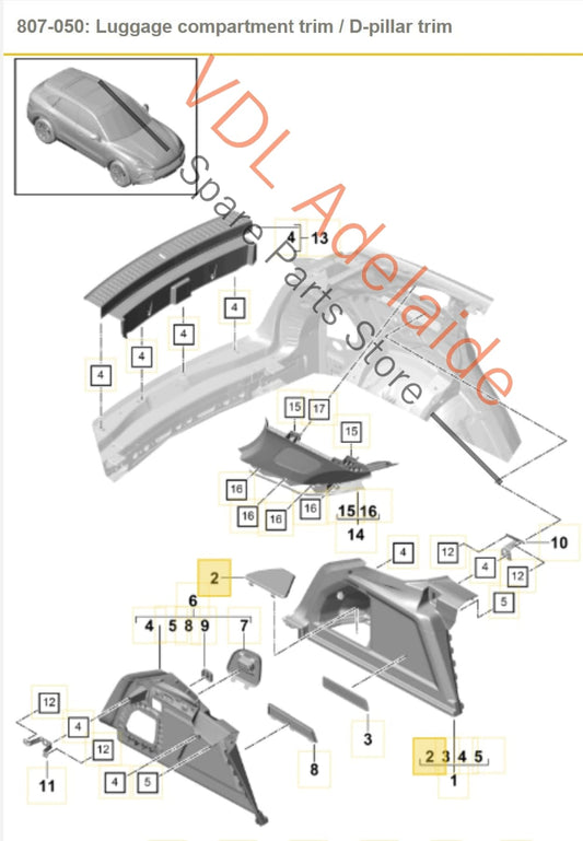 9Y0863989 Porsche Cayenne E3 9Y Interior Boot Cargo Trim Flap Panel Left Side 9Y0863989