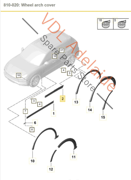 9Y0839095Y 9Y0839095CY Porsche Cayenne E3 9Y Rear Left Door Exterior Molding Trim 9Y0839095Y