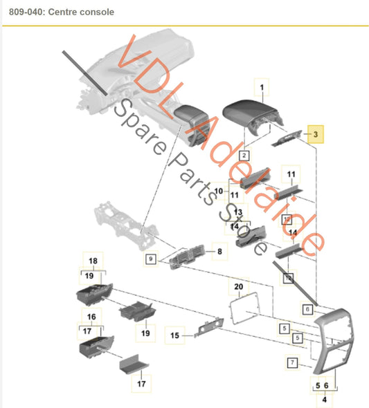 9Y0863475A1E0 Porsche Cayenne E3 9Y Centre Console Armrest Trim 9Y0863475A 1E0