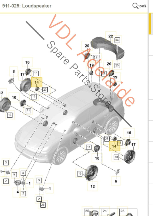 971035411A   Porsche Cayenne E3 9Y Tweeter High Tone Speaker Bose 971035411A