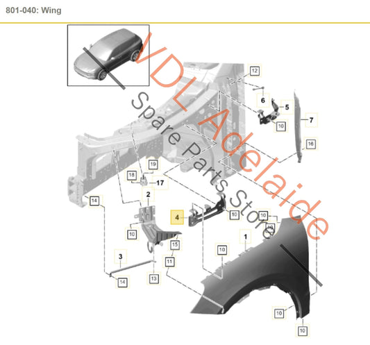 95882143100 9Y0821431 Posche Cayenne E3 9Y Front Left Fender Mudguard Mounting Bracket 9Y0821431 95882143100