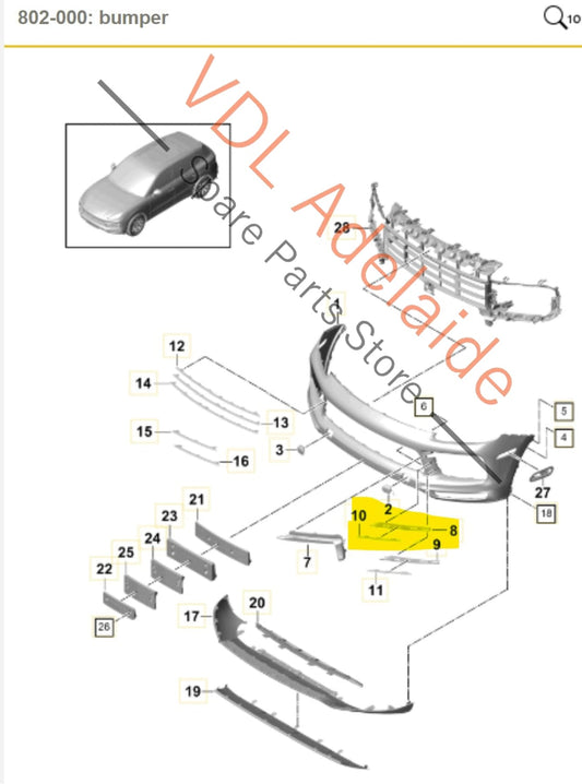 9Y0807246M7U 9Y0807878OK1 Porsche Cayenne E3 9Y Front Bumper Right Grille Fin Middle 9Y0807878 OK1 9Y0807246 M7U