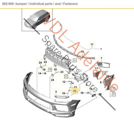 9Y0807676 9Y0807130 Porsche Cayenne E3 9Y Front Bumper Right Lower Grille Trim 9Y0807676 OK1