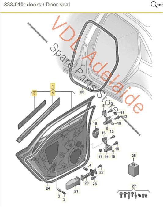 8W9833052E Audi S4 B9 Rear Right Door Shell Panel suit Wagon Estate 8W9833052E 6Y6Y Daytona Gray Pearl