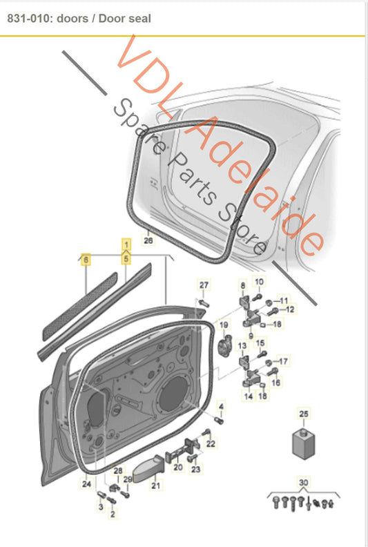8W0831052 Audi S4 B9 Front Right Door Shell Panel 8W0831052 8W0831052D 6Y6Y Daytona Gray Pearl