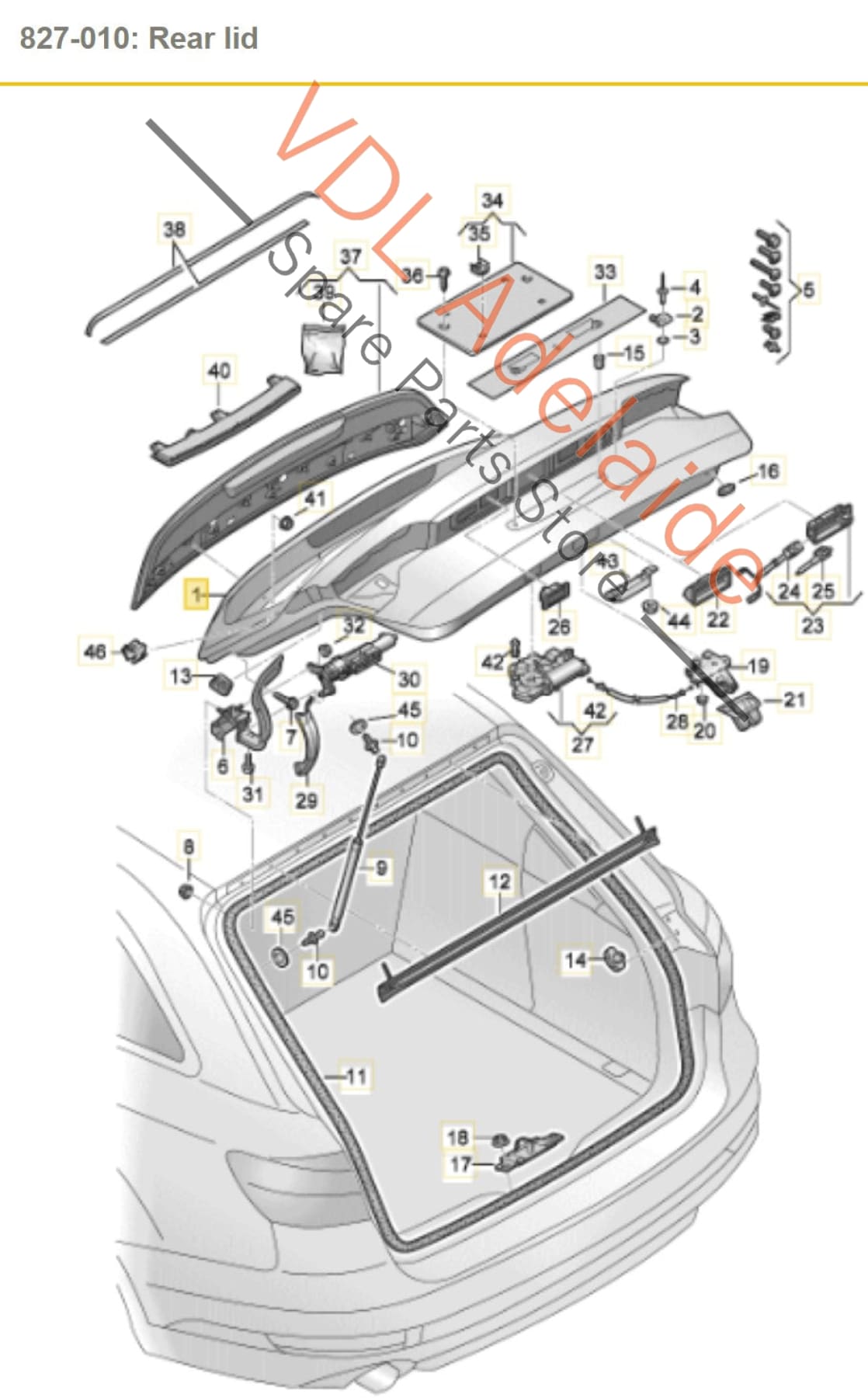 8W9827025B 8W9827025D Audi S4 B9 Boot Hatch Trunk Panel 6Y6Y Daytona Gray Pearl 8W9827025B 8W9827025D