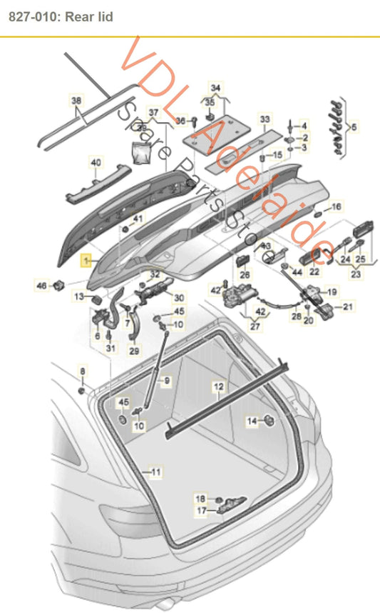 8W9827025B 8W9827025D Audi S4 B9 Boot Hatch Trunk Panel 6Y6Y Daytona Gray Pearl 8W9827025B 8W9827025D