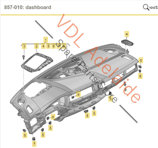 8W2857001H24A, 8W0880204D, , , Audi A4 S4 RS4 B9 Dashboard & Passenger Airbag Kit
