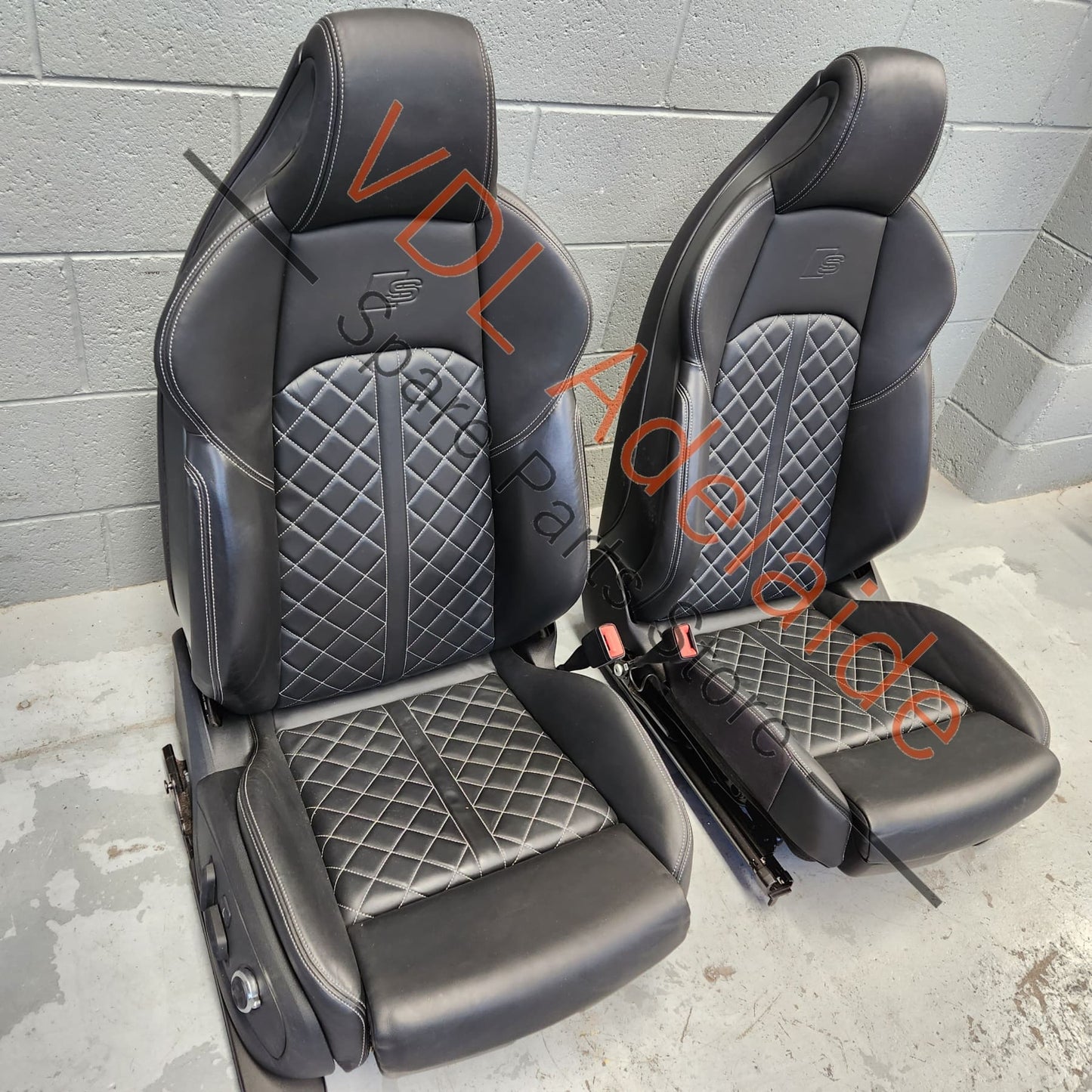 Audi S4 A4 Front Electric & Heated Diamond Stitch Leather Seat Seats Pair
