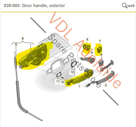 8T0837205A, 8T0837885B, 8K0839879, , Audi A4 B8 Front Left Exterior Door Handle Mythos Black LY9T 8T0837205A 8T0837885B 8K0839879