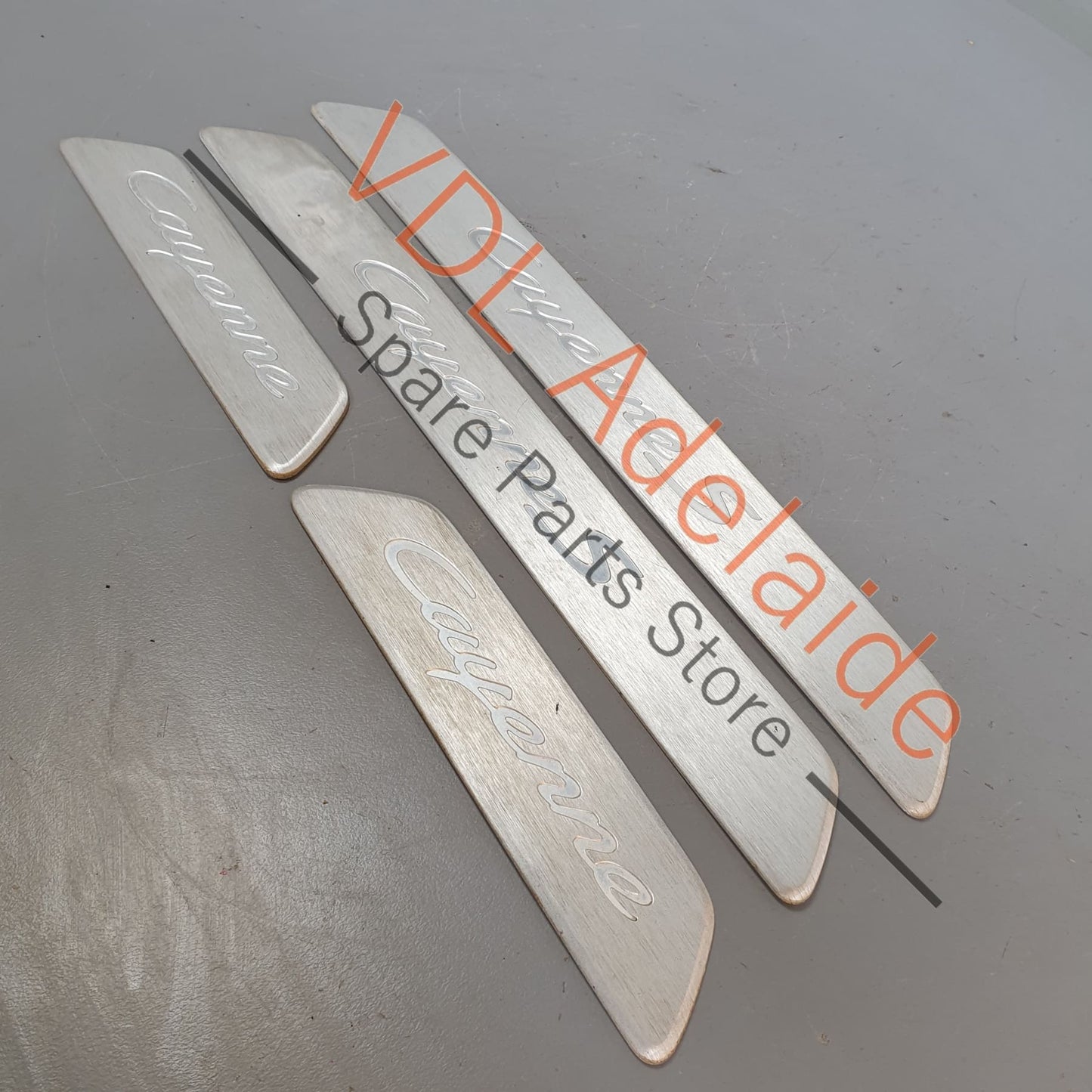 9Y0853467A 9Y0853173 Porsche E3 9Y Cayenne S Front & Rear Door Sill Trim Strips Set Brushed Aluminium 9Y0853467A 9Y0853173