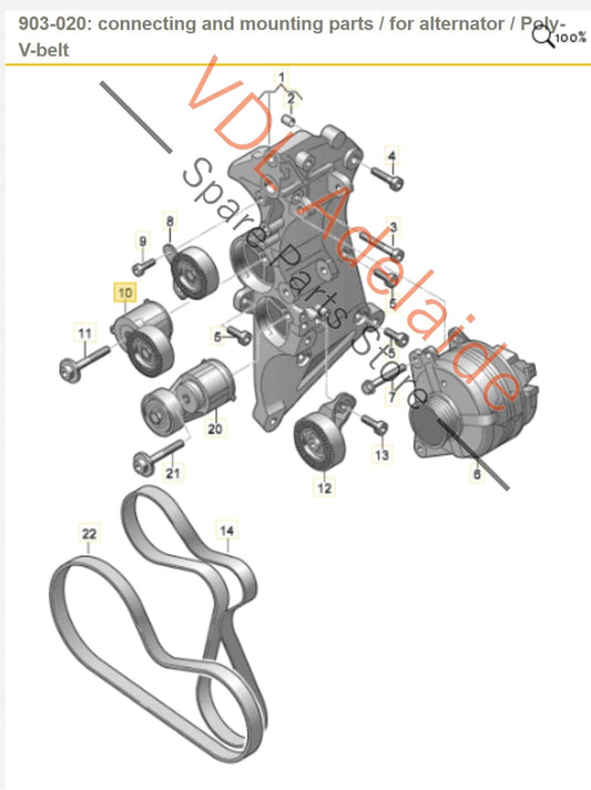 07K903315T, , , , Audi RS3 CZGB Serpantine Belt Tensioner Pulley 07K903315T