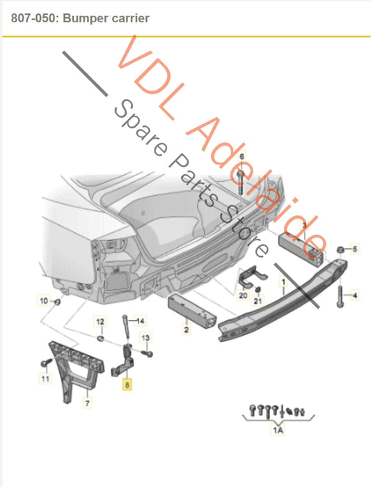 8K5807889A Audi A4 B8 Rear Left Corner Bumper Mounting Bracket 8K5807889A
