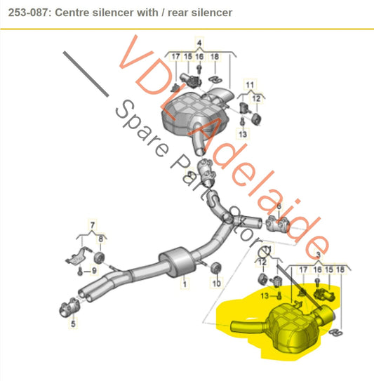 8W6253609J 8W6253611Q Audi B9 F5 RS5 Exhaust Stock Standard Rear Silencer Muffler With Tail Pipe Left Side 8W6253609J 8W6253611Q