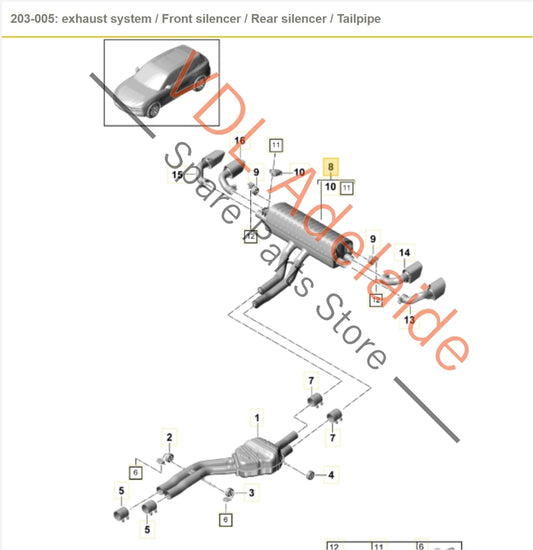 PAB25360910 4M4253609E PAB253609C Porsche Cayenne S 9Y Exhaust Stock Standard Rear Silencer Muffler Box PAB25360910 4M4253609E PAB253609C