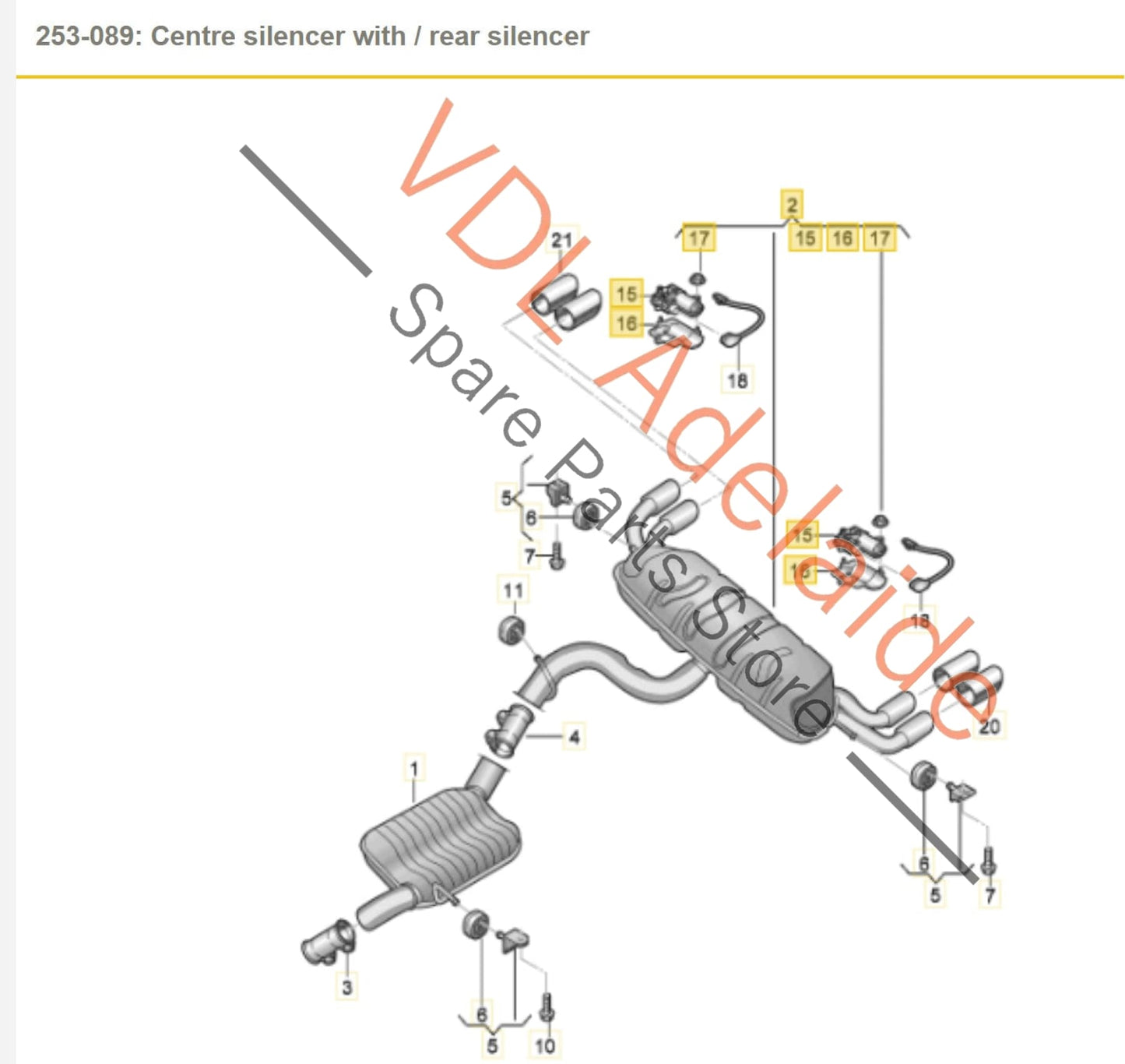 8V4253609AK Audi S3 8V Exhaust Stock Standard Rear Silencer Muffler Box with Quad exhaust Outlets 8V4253609AK