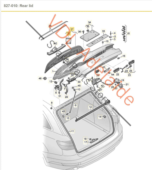 8W9827933GRU Audi S4 B9 Wagon Rear Spoiler Wing Avant Estate 8W9827933 GRU
