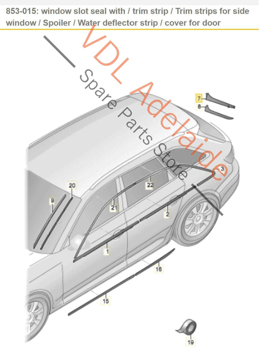 8W9854871B5FQ 8W9854872B5FQ Audi A4 S4 B9 Rear Window Spoiler Trims Set 8W9854872B 5FQ 8W9854871B 5FQ Black Gloss