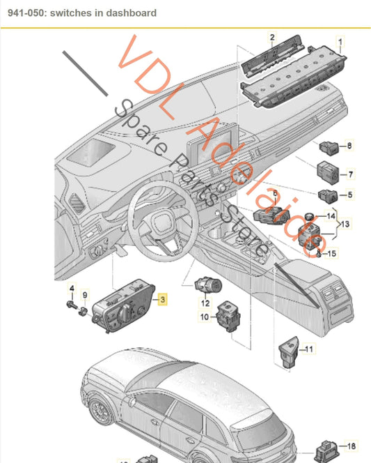 4M0941531AA5PR 4M0941531AA Audi A4 S4 B9 Switch for Headlights Driving Light & Fog 4M0941531AA 5PR