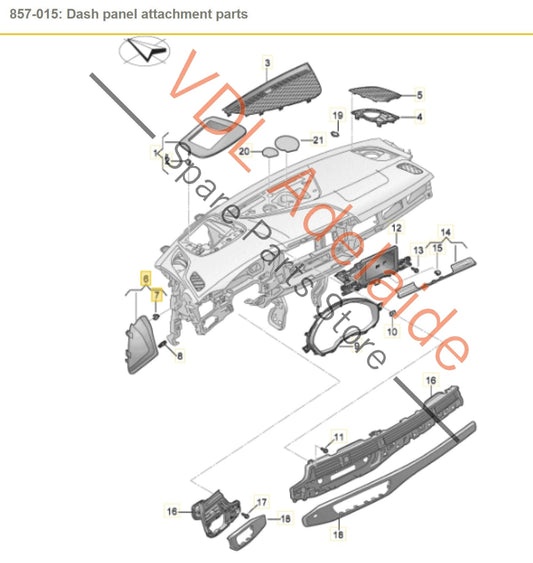 8W0857085 Audi A4 S4 B9 Passenger Left Side Dashboard Trim Cover for Fuse Access 8W0857085