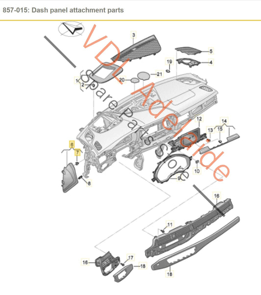 8W0857086 Audi A4 S4 B9 Driver Right Side Dashboard Trim Cover for Fuse Access 8W0857086