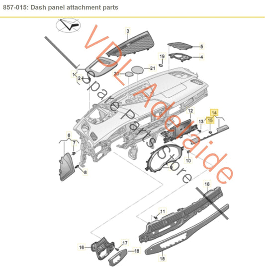 8W28573046PS Audi A4 B9 MMI Screen Lower Trim Cover Dashboard Interior 8W2857304 6PS