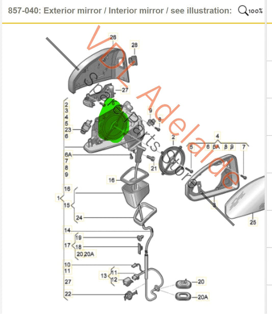 8T0959578 Audi A4 S4 RS4 B9 Left Exterior Mirror Adjustment Motor 8T0959578
