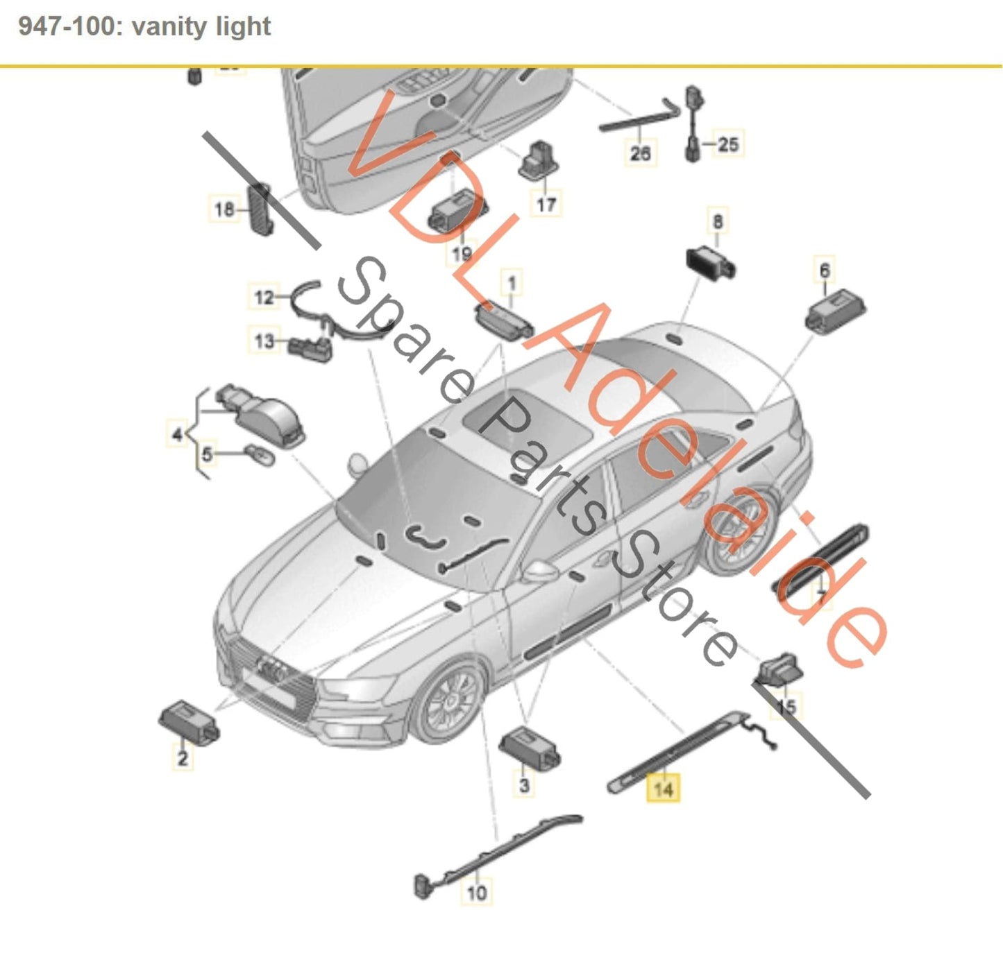 8W0947417A Audi S4 B9 Illuminated Sill Trim Door Entry Strip Pair L&R 8W0947417A 8W0947418A