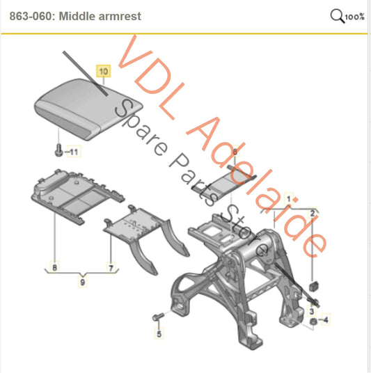 8W0864207J 8W0864207JEWL Audi S4 B9 Leather Centre Console Arm Rest Armrest 8W0864207J EWL