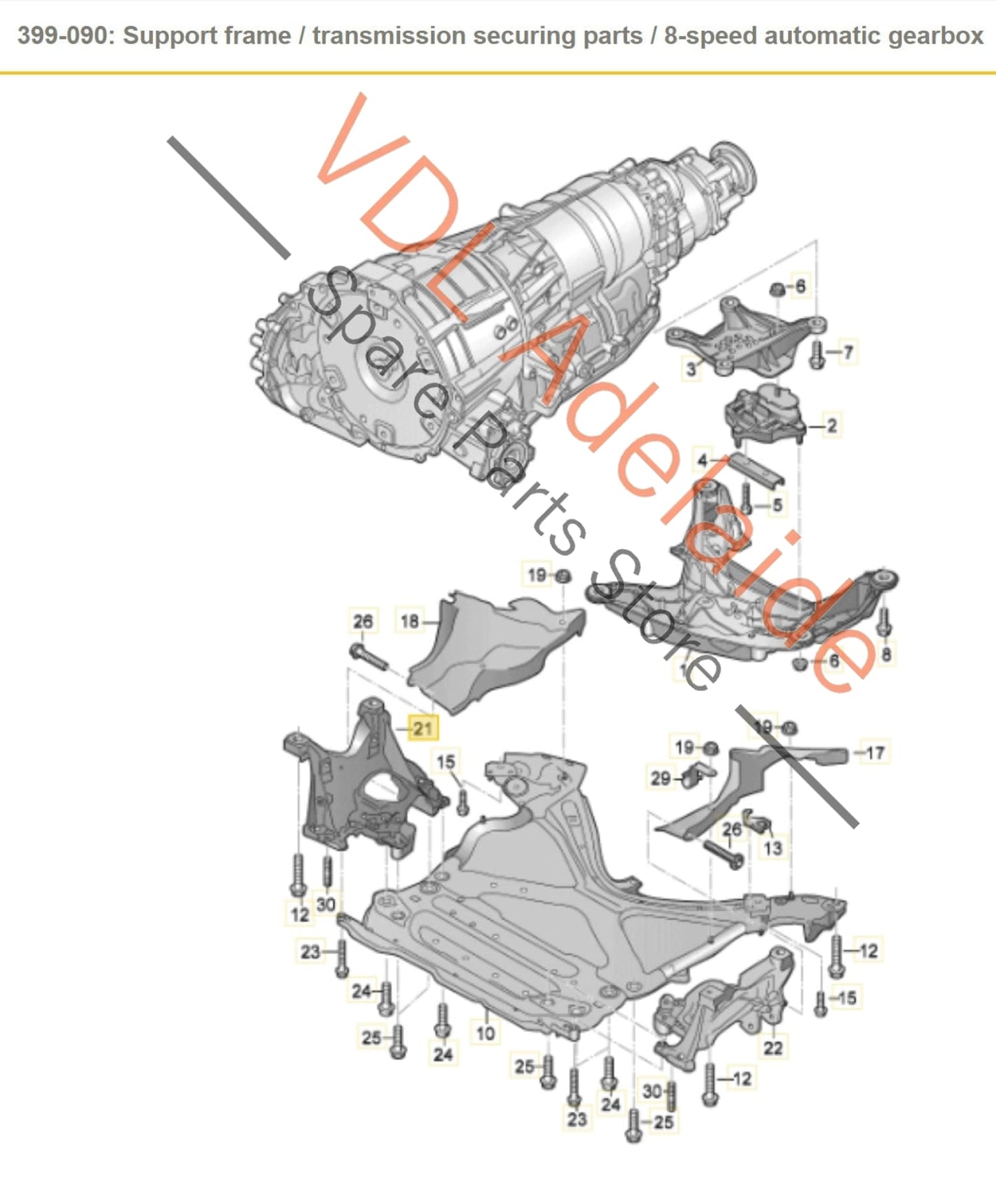 8W0399296E Audi A4 B9 A5 F5 Aluminium Front K-Frame Suspension Bracket Right Side 8W0399296E