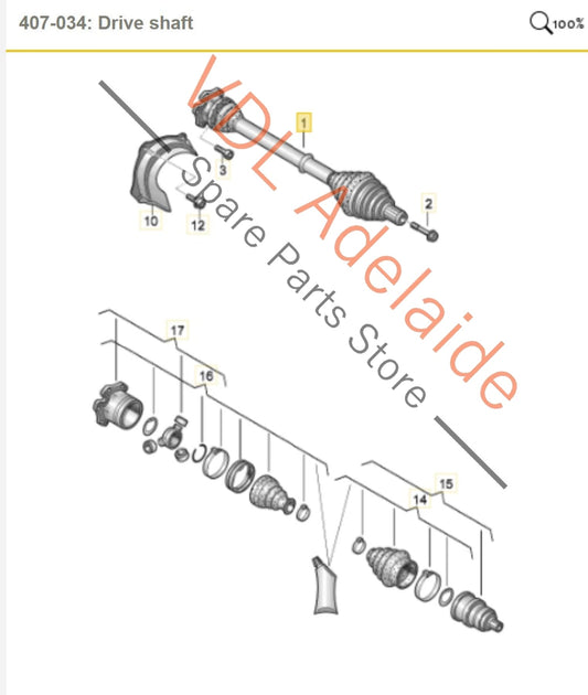 8W0407271E Audi RS4 B9 RS4 A4 A5 V6 Front Axle Driveshaft CV 8W0407271E for left or right front