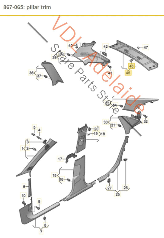 8W9867839BV48 8W9867839B Audi A4 S4 Rear Trunk Hatch Boot Roof Load Edge Trim Strip Roof Interior Liner 8W9867839B V48