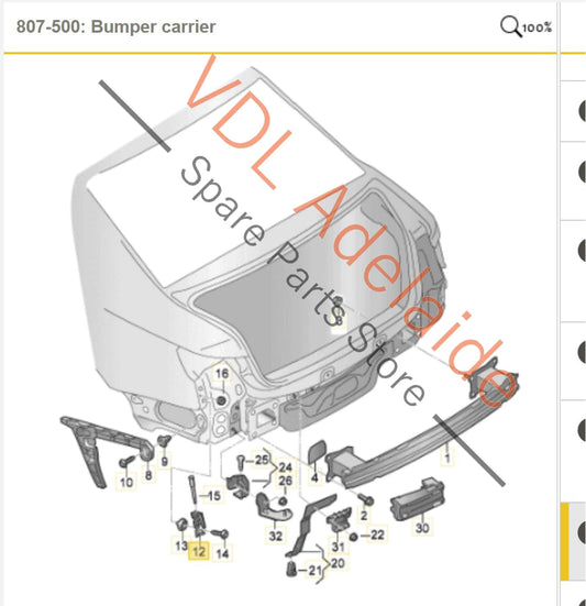 8W9807889B WHT007374 Audi A4 S4 Rear Left Bumper Retaining Bracket & Pin WHT007374 8W9807889B