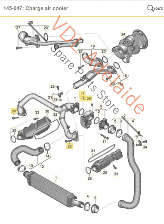 06M145674DA Audi S4 V6 3.0L Engine Charge Air Intake Pipe 06M145674DA Plastic