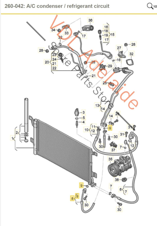 8W0816741AK Audi S4 B9 AC Air Conditioning Refrigerant Hose Pipe 8W0816741AK