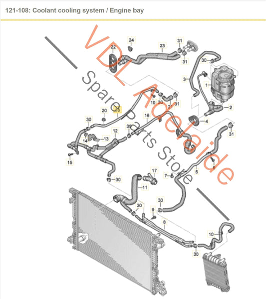 8W2819377 Audi S4 B9 Water Cooant Hose Pipe Aluminium 8W2819377