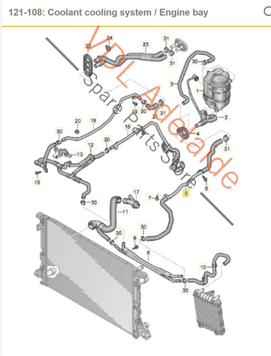 8W2121036K 8W2121051F Audi S4 TFSI B9 3.0L Petrol V6 Water Coolant Hose Pipe 8W2121036K 8W2121051F