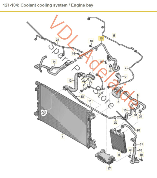 8W0122449AS Audi S4 TFSI B9 3.0L Petrol V6 Water Coolant Hose Pipe 8W0122449AS