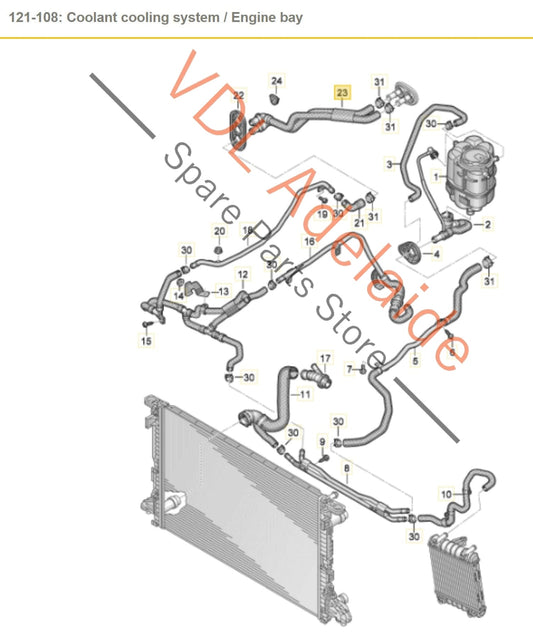 8W2819350K Audi S4 TFSI B9 3.0L Petrol V6 Water Coolant Hose Pipe 8W2819350K