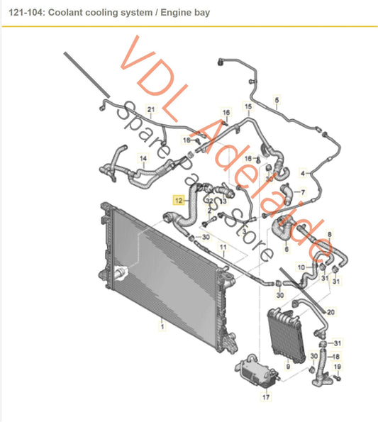 8W0122055AM Audi S4 TFSI B9 3.0L Petrol V6 Water Coolant Hose Pipe 8W0122055AM