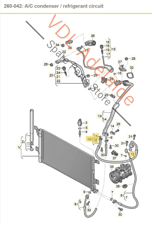8W0816743D Audi S4 TFSI B9 3.0L Petrol V6 Air Conditioning Refrigerant Pressure Hose Pipe 8W0816743D