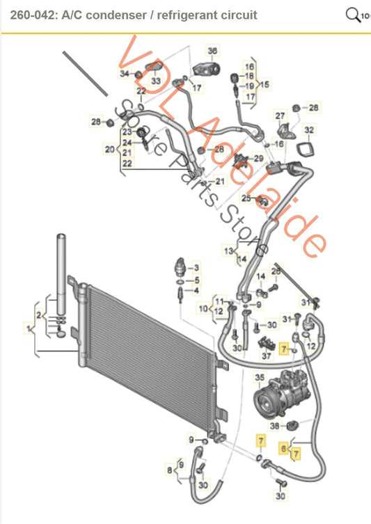 8W0816721C Audi S4 TFSI B9 3.0L Petrol V6 Air Conditioning Refrigerant Pressure Hose Pipe 8W0816721C