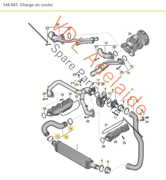 8W0145738C Audi S4 B9 3.0L Right Side Intercooler Pressure Hose Pipe 8W0145738C