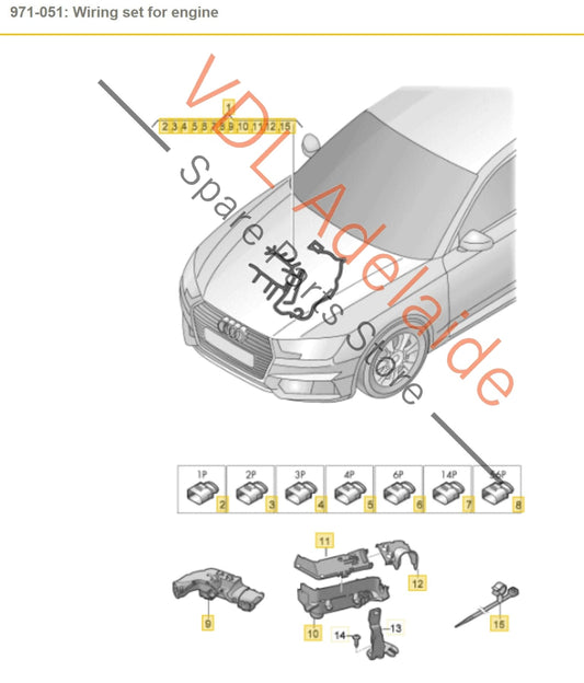 06M971595BD Audi S4 S5 SQ5 3.0L Petrol CWGD Engine Wiring Harness Cable Loom 06M971595BD